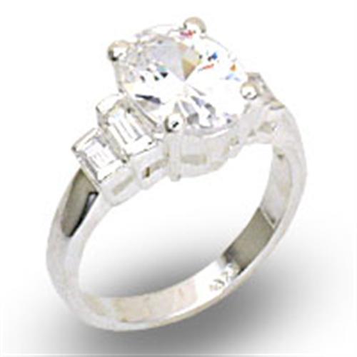 High-Polished 925 Sterling Silver Ring with AAA Grade CZ  in Clear