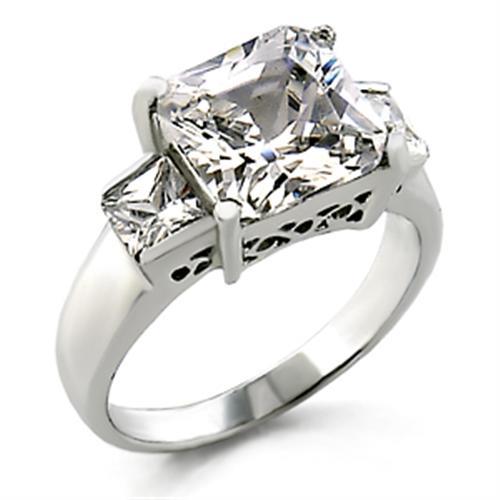 High-Polished 925 Sterling Silver Ring with AAA Grade CZ  in Clear