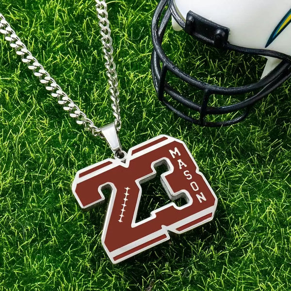 Personalized  Number Football Necklace