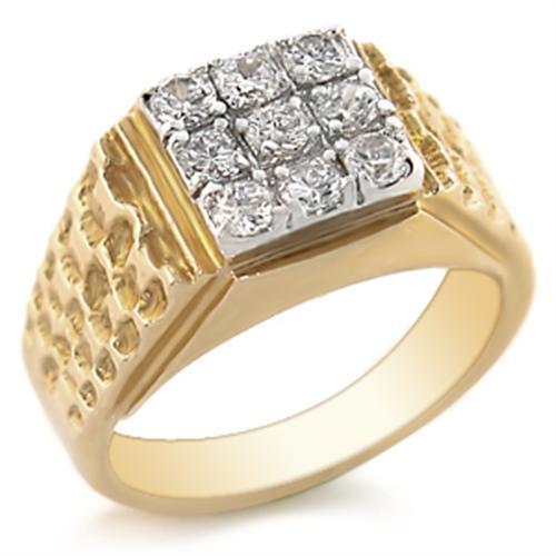 Gold+Rhodium Brass Ring with AAA Grade CZ  in Clear