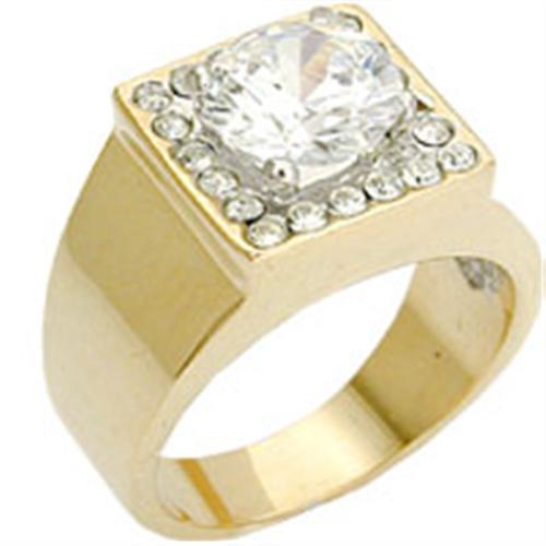 Gold+Rhodium Brass Ring with AAA Grade CZ  in Clear