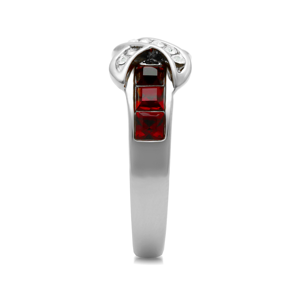 High polished (no plating) Stainless Steel Ring with Top Grade Crystal in Siam
