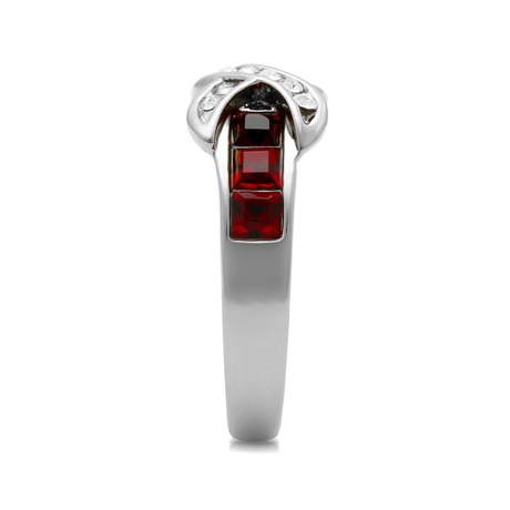 High polished (no plating) Stainless Steel Ring with Top Grade Crystal in Siam