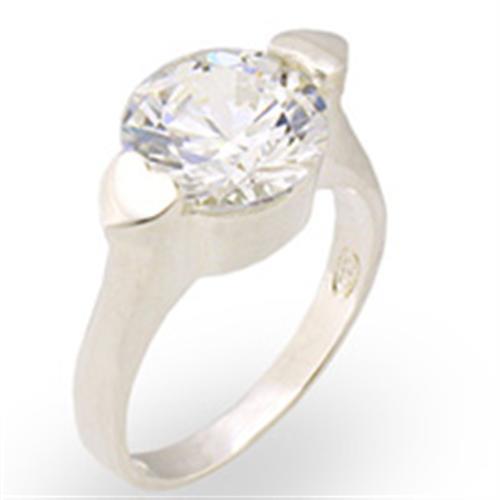 High-Polished 925 Sterling Silver Ring with AAA Grade CZ  in Clear