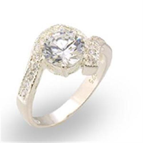 High-Polished 925 Sterling Silver Ring with AAA Grade CZ  in Clear