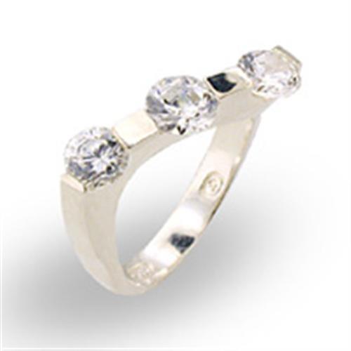 High-Polished 925 Sterling Silver Ring with AAA Grade CZ  in Clear