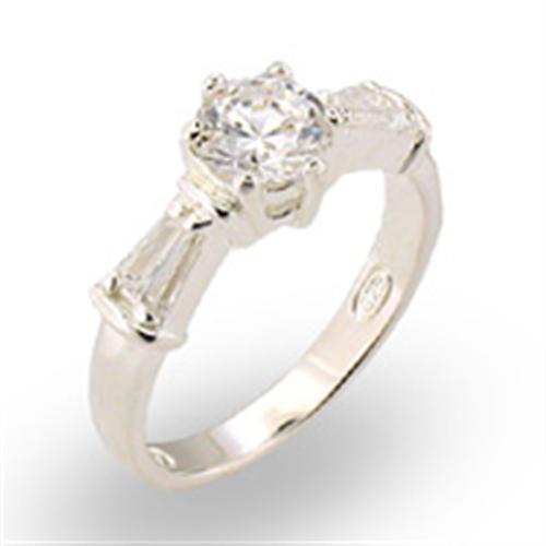 High-Polished 925 Sterling Silver Ring with AAA Grade CZ  in Clear