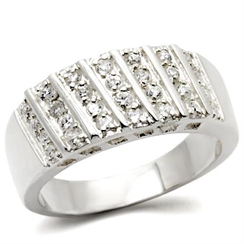 High-Polished 925 Sterling Silver Ring with AAA Grade CZ  in Clear