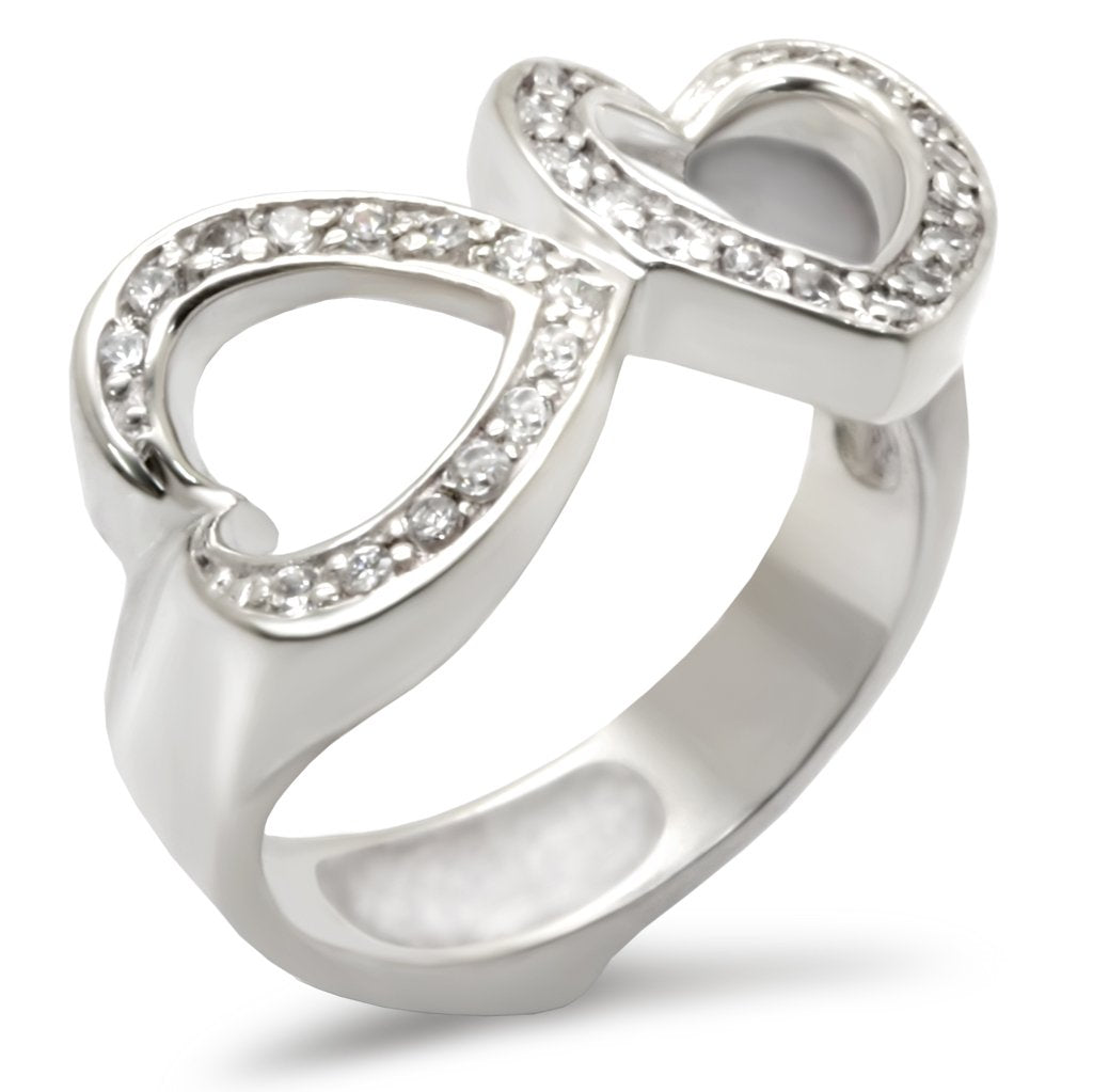 High-Polished 925 Sterling Silver Ring with AAA Grade CZ  in Clear