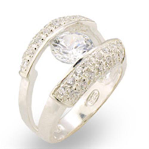High-Polished 925 Sterling Silver Ring with AAA Grade CZ  in Clear