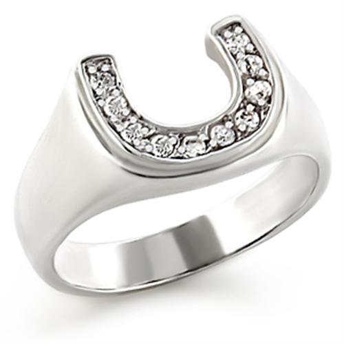 High-Polished 925 Sterling Silver Ring with AAA Grade CZ  in Clear