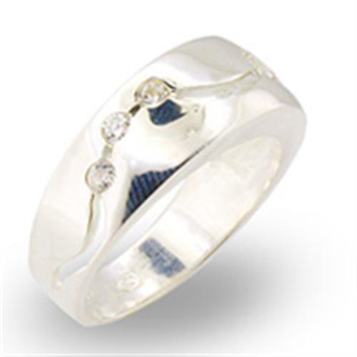 High-Polished 925 Sterling Silver Ring with AAA Grade CZ  in Clear