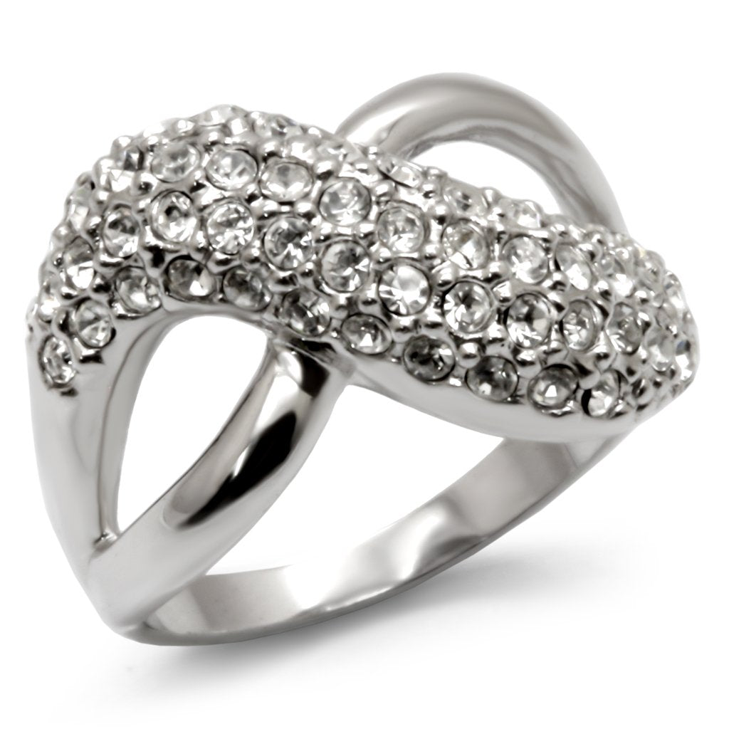 Rhodium Brass Ring with Top Grade Crystal  in Clear