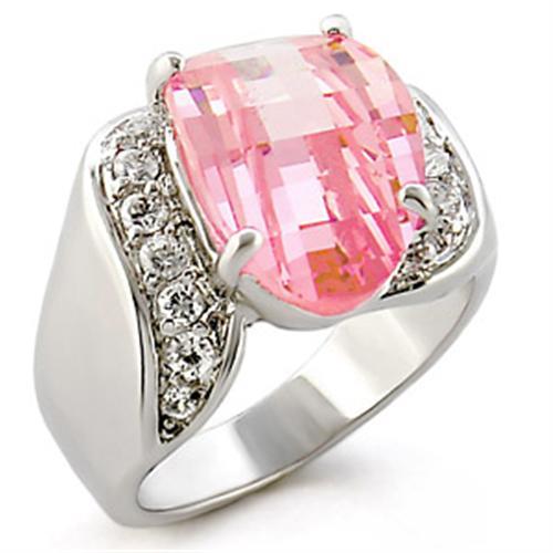 High-Polished 925 Sterling Silver Ring with AAA Grade CZ  in Rose