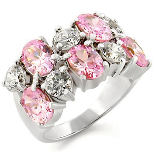 High-Polished 925 Sterling Silver Ring with AAA Grade CZ  in Rose