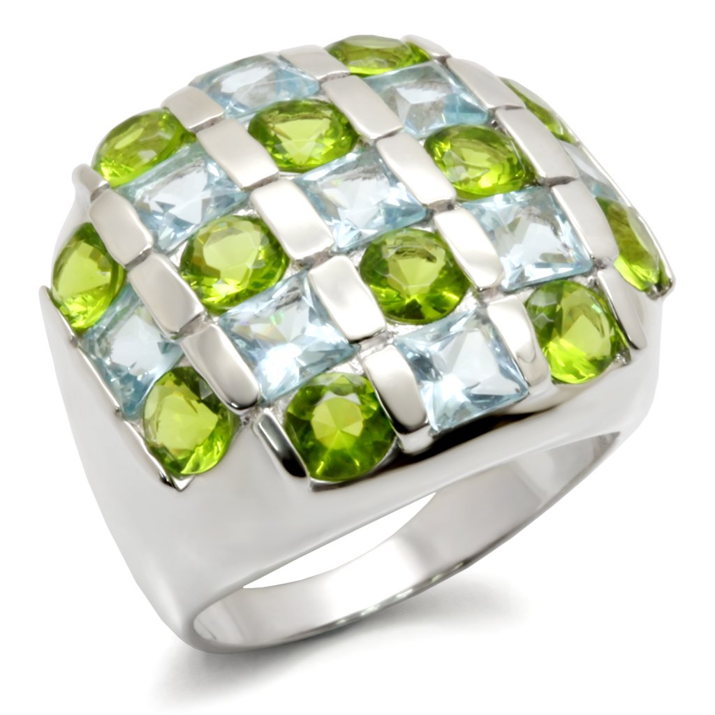 High-Polished 925 Sterling Silver Ring with AAA Grade CZ  in Multi Color