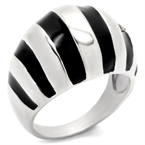 High-Polished 925 Sterling Silver Ring with Epoxy  in Jet