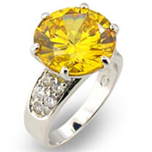 High-Polished 925 Sterling Silver Ring with AAA Grade CZ  in Citrine