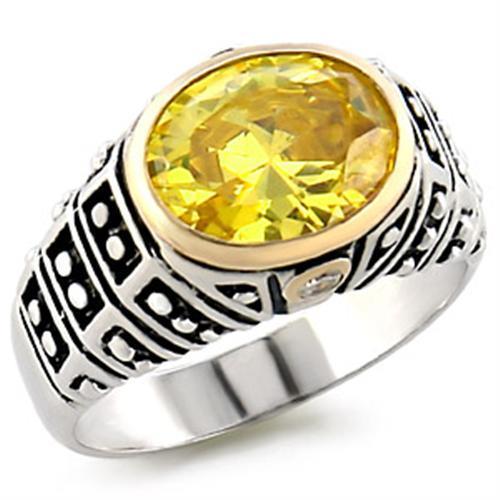 Reverse Two-Tone 925 Sterling Silver Ring with AAA Grade CZ  in Topaz