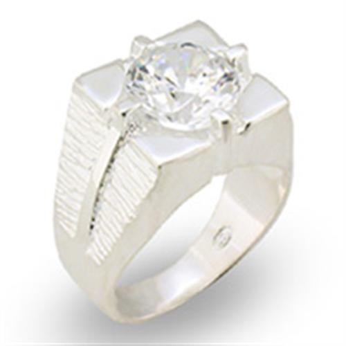 High-Polished 925 Sterling Silver Ring with AAA Grade CZ  in Clear