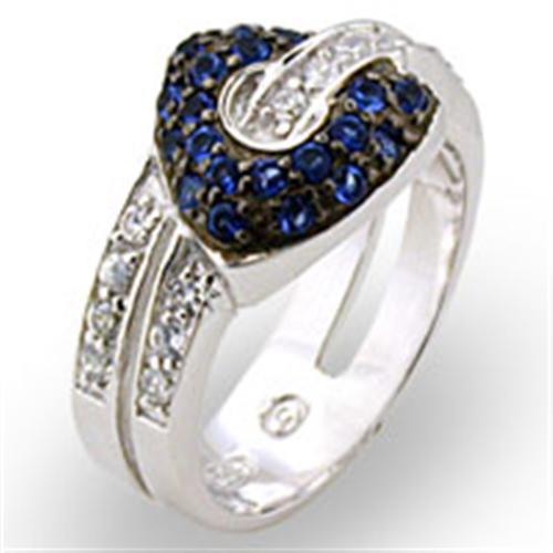 Rhodium + Ruthenium 925 Sterling Silver Ring with Synthetic Spinel in Montana