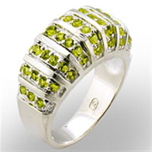 High-Polished 925 Sterling Silver Ring with Synthetic Spinel in Peridot