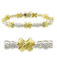 32011 - Gold+Rhodium Brass Bracelet with AAA Grade CZ  in Clear
