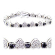 32022 - Rhodium + Ruthenium Brass Bracelet with AAA Grade CZ  in Jet