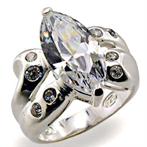 High-Polished 925 Sterling Silver Ring with AAA Grade CZ  in Clear