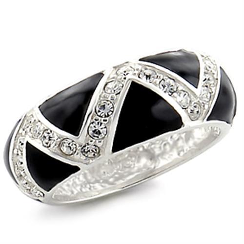 High-Polished 925 Sterling Silver Ring with Top Grade Crystal  in Clear