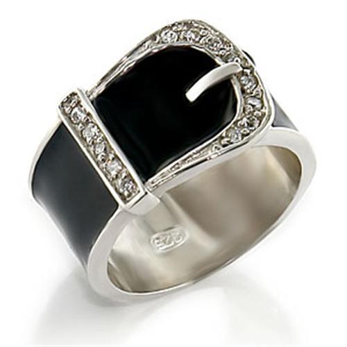 High-Polished 925 Sterling Silver Ring with Top Grade Crystal  in Clear