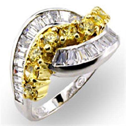 Reverse Two-Tone 925 Sterling Silver Ring with AAA Grade CZ  in Citrine