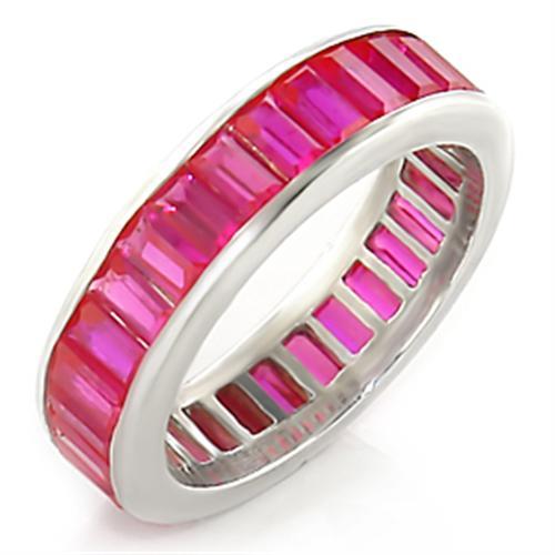 High-Polished 925 Sterling Silver Ring with Synthetic Garnet in Ruby