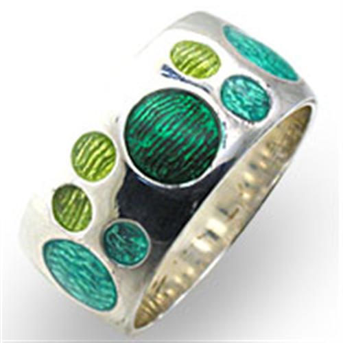 High-Polished 925 Sterling Silver Ring with Epoxy  in Multi Color