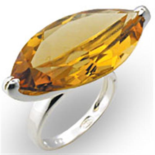 High-Polished 925 Sterling Silver Ring with AAA Grade CZ  in Citrine