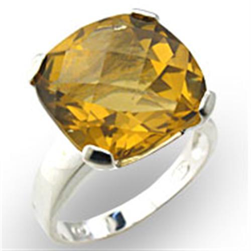 High-Polished 925 Sterling Silver Ring with Semi-Precious Citrine in Citrine