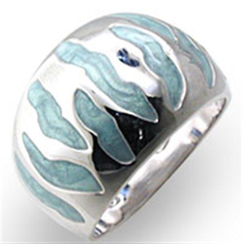 High-Polished 925 Sterling Silver Ring with Epoxy  in Sea Blue