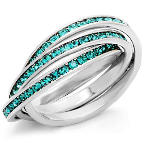 High-Polished 925 Sterling Silver Ring with Top Grade Crystal  in Emerald