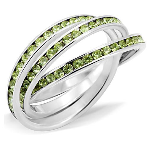 High-Polished 925 Sterling Silver Ring with Top Grade Crystal  in Peridot