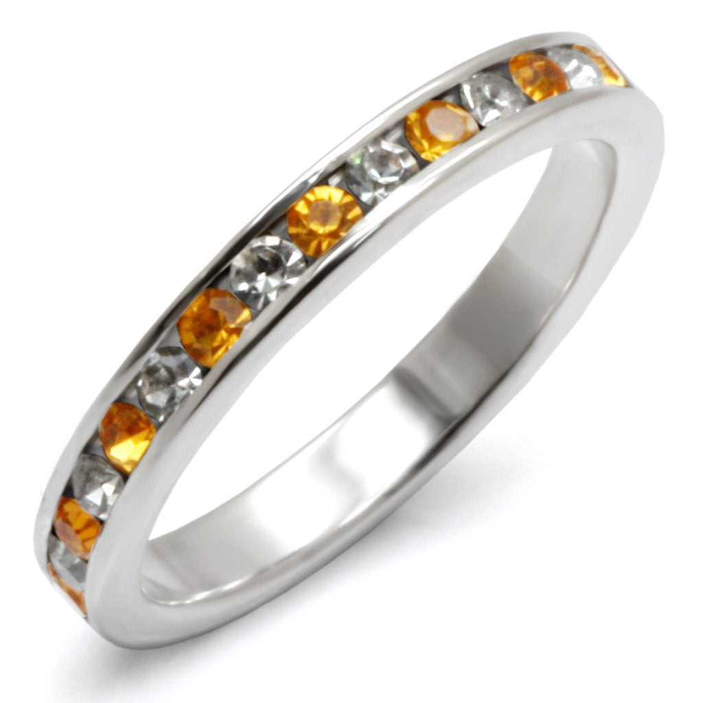 Polished 925 Sterling Silver Ring with Top Grade Crystal in Topaz