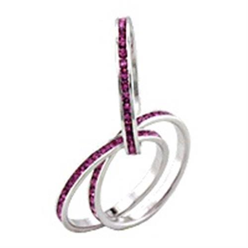 Rhodium Brass Ring with Top Grade Crystal  in Rose