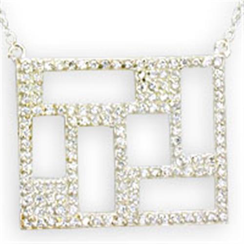 High-Polished 925 Sterling Silver Necklace with AAA Grade CZ  in Clear