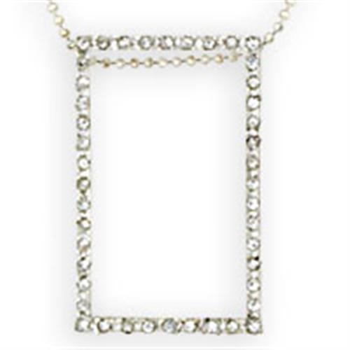 High-Polished 925 Sterling Silver Chain Pendant with Top Grade Crystal  in Clear