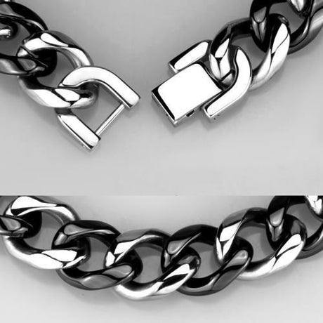 High polished (no plating) Stainless Steel Bracelet with Ceramic  in Jet