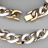 IP Rose Gold(Ion Plating) Stainless Steel Bracelet with Ceramic  in White