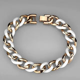 IP Rose Gold(Ion Plating) Stainless Steel Bracelet with Ceramic  in White
