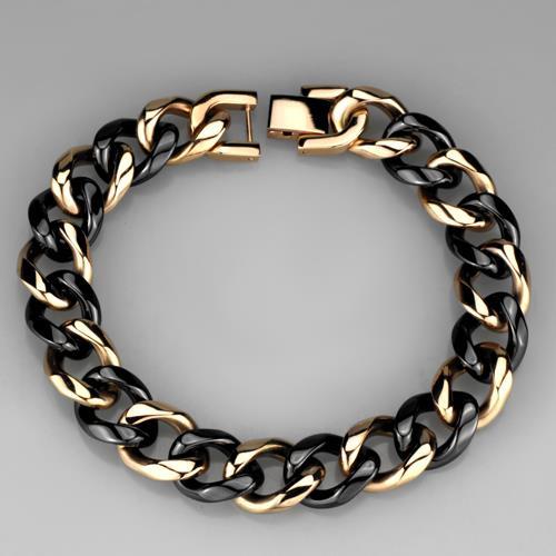 IP Rose Gold(Ion Plating) Stainless Steel Bracelet with Ceramic  in Jet