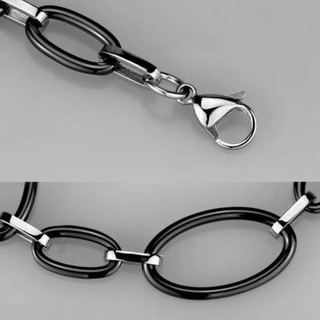 High polished (no plating) Stainless Steel Bracelet with Ceramic  in Jet