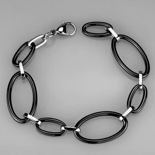 High polished (no plating) Stainless Steel Bracelet with Ceramic  in Jet