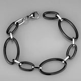 High polished (no plating) Stainless Steel Bracelet with Ceramic  in Jet